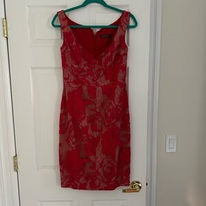 Black Halo size6 sheath dress. Lace overlay.